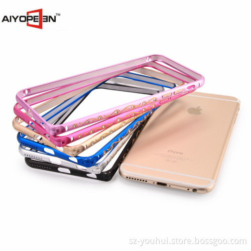 Hot sales Luxury Meta Aluminum Bumper Border Frame Shell Case For iPhone 6 plus ,Diamond Bumper Border for iphone 6s
